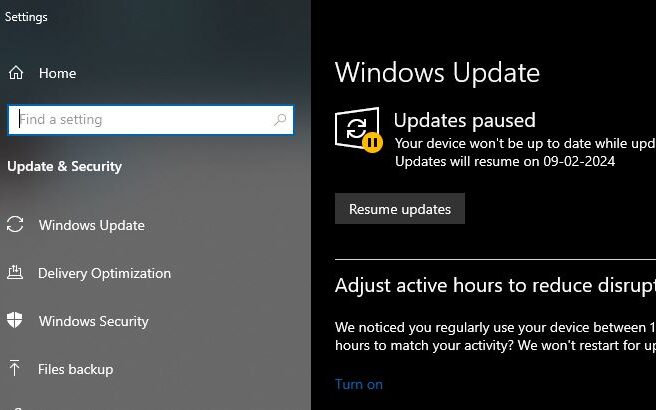 Open System settings > click on "updates and security" > Windows update